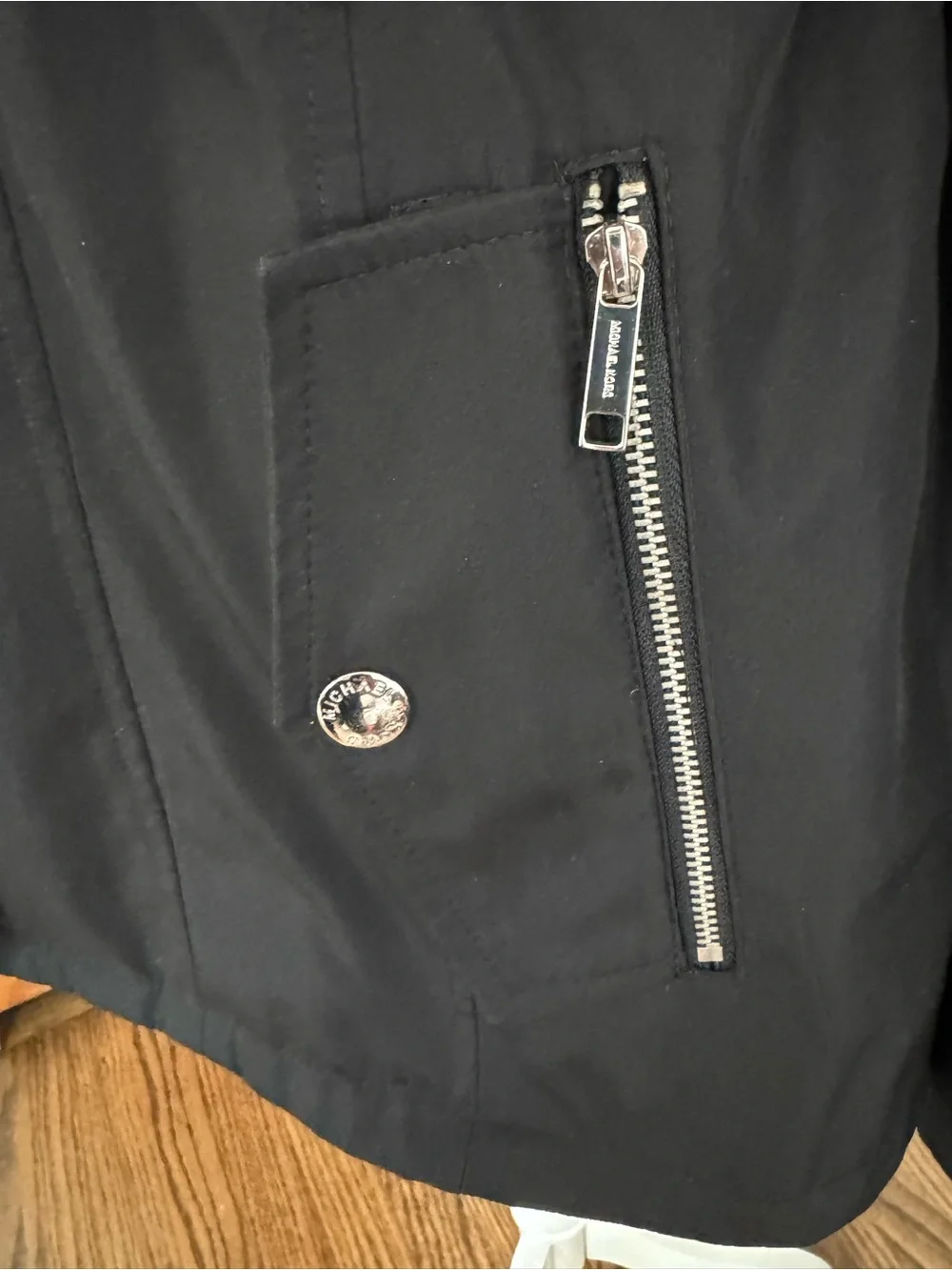 Michael Kors Black Women's Belted Hooded Rain Jacket